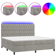 vidaXL világosszürke bársony rugós és LED-es ágy matraccal 200x200 cm (3136323) ágy és ágykellék