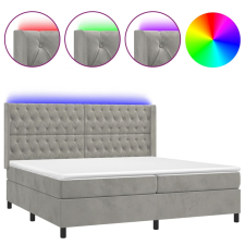 vidaXL világosszürke bársony rugós és LED-es ágy matraccal 200x200 cm (3139763) ágy és ágykellék