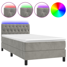 vidaXL világosszürke bársony rugós és LED-es ágy matraccal 90x190 cm (3134555) ágy és ágykellék
