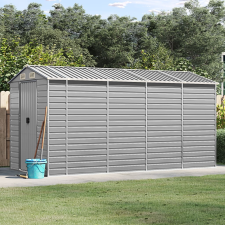 vidaXL Világosszürke horganyzott acél kerti fészer 191 x 385 x 198 cm kerti tárolás