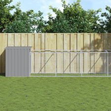vidaXL világosszürke horganyzott acél kifutós kutyaház 110x1221x110 cm szállítóbox, fekhely kutyáknak