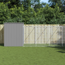 vidaXL világosszürke horganyzott acél kifutós kutyaház 214x865x181 cm szállítóbox, fekhely kutyáknak