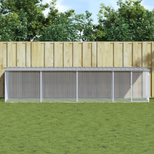 vidaXL Világosszürke horganyzott acél tyúkketrec tetővel 403x98x90 cm haszonállat felszerelés