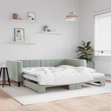 vidaXL világosszürke kihúzható bársony heverő 100 x 200 cm ágy és ágykellék