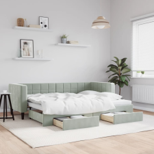 vidaXL világosszürke kihúzható bársony heverő fiókkal 80 x 200 cm ágy és ágykellék