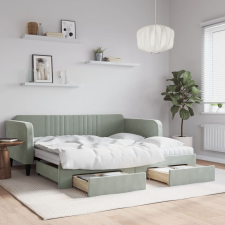 vidaXL világosszürke kihúzható bársony heverő fiókkal 90 x 190 cm ágy és ágykellék
