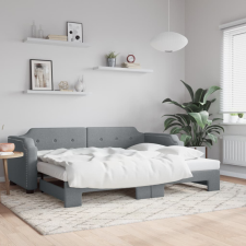 vidaXL világosszürke kihúzható szövet heverő 80 x 200 cm ágy és ágykellék