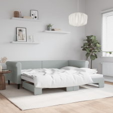 vidaXL világosszürke kihúzható szövet heverő 90 x 200 cm ágy és ágykellék