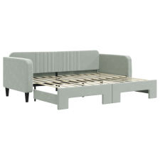 vidaXL világosszürke kihúzható szövet heverő 90 x 200 cm (3197063) ágy és ágykellék
