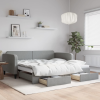 vidaXL világosszürke kihúzható szövet heverő fiókokkal 100 x 200 cm