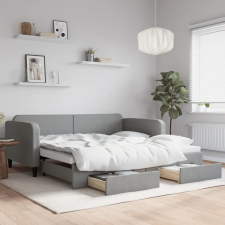 vidaXL világosszürke kihúzható szövet heverő fiókokkal 100 x 200 cm ágy és ágykellék