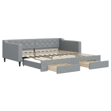 vidaXL világosszürke kihúzható szövet heverő fiókokkal 100 x 200 cm (3197467) ágy és ágykellék