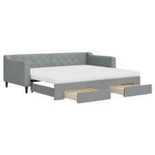 vidaXL világosszürke kihúzható szövet heverő fiókokkal 90 x 200 cm (3197480) ágy és ágykellék