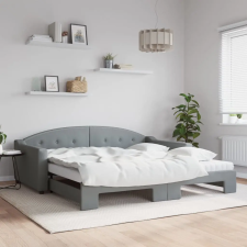 vidaXL Világosszürke kihúzható szövet heverő matracokkal 100 x 200 cm ágy és ágykellék