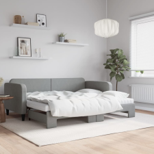 vidaXL világosszürke kihúzható szövet heverő matracokkal 90 x 200 cm ágy és ágykellék