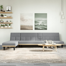 vidaXL világosszürke L-alakú bársony kanapéágy 255x140x70 cm bútor