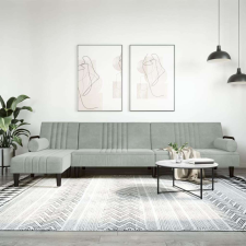 vidaXL világosszürke L-alakú bársony kanapéágy 260x140x70 cm bútor