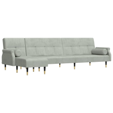 vidaXL világosszürke L-alakú bársony kanapéágy 271x140x70 cm (3157221) bútor