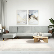 vidaXL világosszürke L-alakú bársony kanapéágy 279x140x70 cm bútor