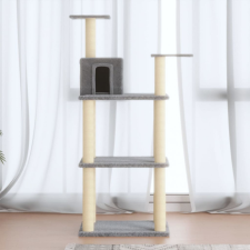 vidaXL világosszürke macskabútor szizál kaparófákkal 119 cm macskafelszerelés