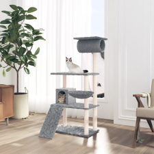 vidaXL világosszürke macskabútor szizál kaparófákkal 131 cm macskafelszerelés