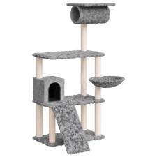 vidaXL világosszürke macskabútor szizál kaparófákkal 131 cm (171604) macskafelszerelés
