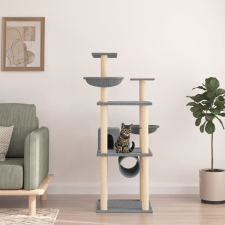 vidaXL Világosszürke macskabútor szizál kaparófákkal 141 cm macskafelszerelés