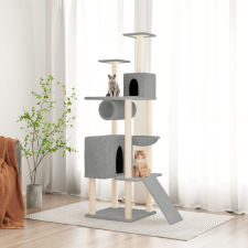 vidaXL Világosszürke macskabútor szizál kaparófákkal 168 cm macskabútor