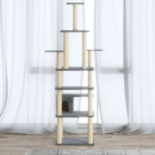 vidaXL világosszürke macskabútor szizál kaparófákkal 183 cm macskafelszerelés
