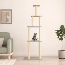 vidaXL Világosszürke macskabútor szizál kaparófákkal 183 cm macskafelszerelés