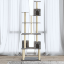 vidaXL világosszürke macskabútor szizál kaparófákkal 188 cm macskafelszerelés