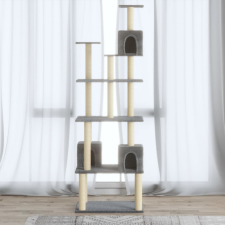 vidaXL világosszürke macskabútor szizál kaparófákkal 188 cm macskafelszerelés