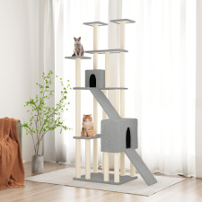 vidaXL világosszürke macskabútor szizál kaparófákkal 190 cm macskafelszerelés