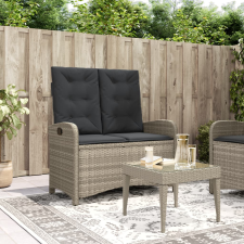 vidaXL világosszürke polyrattan dönthető kerti pad párnával kerti bútor