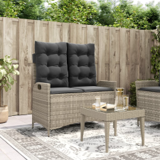 vidaXL világosszürke polyrattan dönthető kerti pad párnával kerti bútor