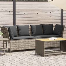 vidaXL világosszürke polyrattan kerti kanapé párnával kerti bútor