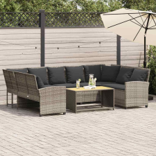 vidaXL világosszürke polyrattan kerti kanapé párnával kerti bútor