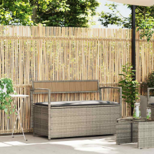 vidaXL világosszürke polyrattan kerti tárolópad párnával kerti bútor