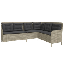 vidaXL világosszürke polyrattan L-alakú kerti kanapé párnákkal (369005) kerti bútor