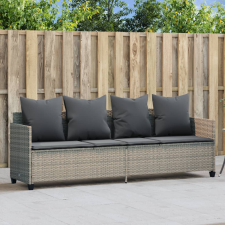 vidaXL világosszürke polyrattan napozóágy párnával kerti bútor