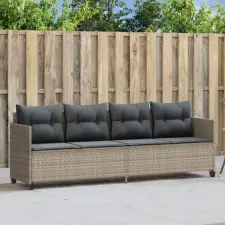 vidaXL Világosszürke polyrattan napozóágy párnával kerti bútor