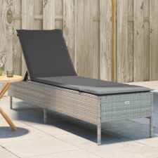 vidaXL Világosszürke polyrattan napozóágy párnával kerti bútor
