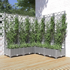 vidaXL világosszürke PP rácsos kerti ültetőláda 120 x 120 x 121,5 cm kerti tárolás