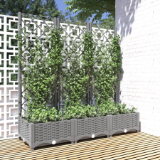 vidaXL világosszürke PP rácsos kerti ültetőláda 120 x 40 x 121,5 cm kerti tárolás