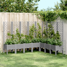 vidaXL Világosszürke PP rácsos kerti ültetőláda 200 x 160 x 142 cm kerti tárolás