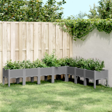 vidaXL Világosszürke PP rácsos kerti ültetőláda 200 x 160 x 42 cm kerti tárolás
