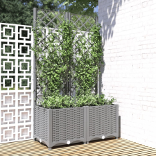 vidaXL világosszürke PP rácsos kerti ültetőláda 80 x 40 x 136 cm kerti tárolás