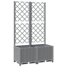 vidaXL világosszürke PP rácsos kerti ültetőláda 80 x 40 x 136 cm (153272) kerti tárolás