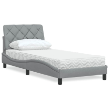 vidaXL világosszürke szövet ágy matraccal 90x200 cm ágy és ágykellék