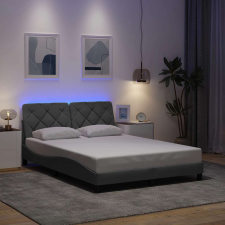 vidaXL világosszürke szövet ágykeret LED-es matrac nélkül 140x200 cm ágy és ágykellék
